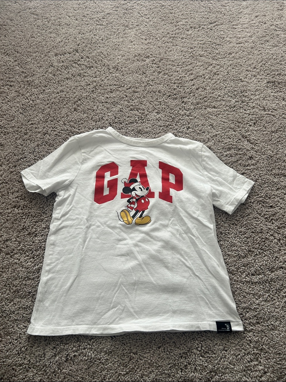 GAP White Tee with Red Logo & Mickey Graphic